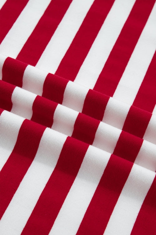 Stripe Patchwork Round Neck Short Sleeve T-Shirt