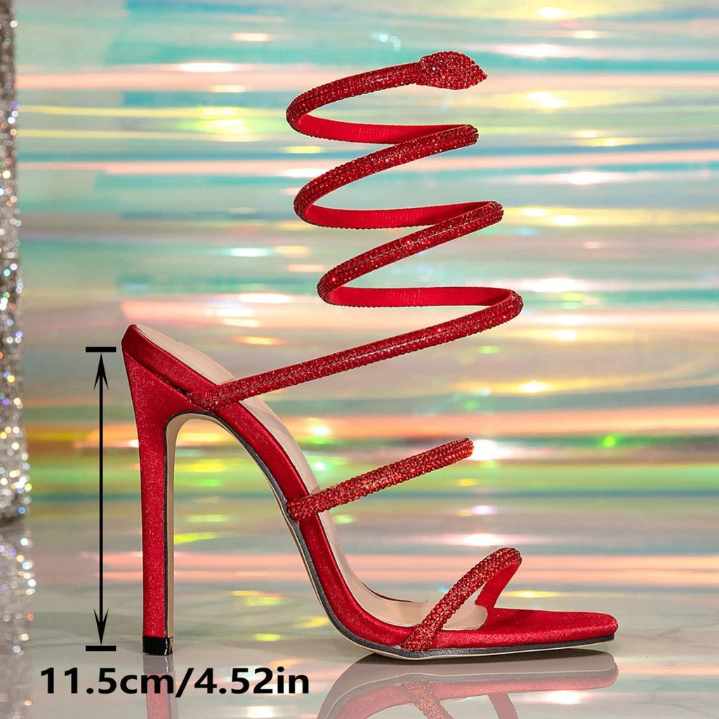 Fashion Snake-wrapped Sexy Crystal High Heels