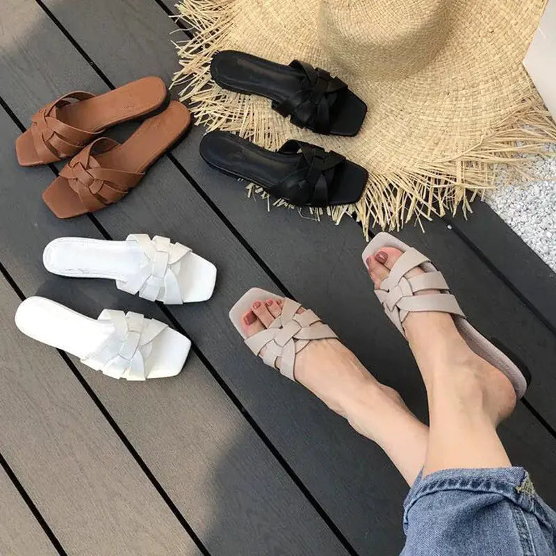 Women's Open Toe Flat Casual Beach Sandals Slippers